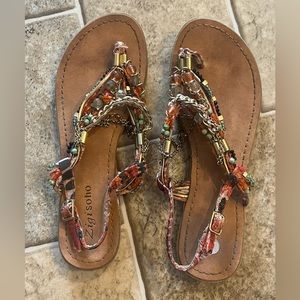 Beaded flat sandals